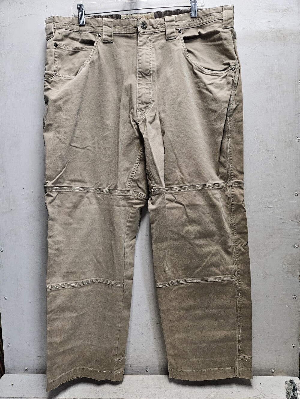 Cabelas Casuals 40x30 Mens Stretch Tan Reinforced Knee Outdoor Work Pants